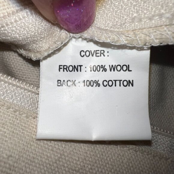 Handwoven Macrame Boho Throw Pillow Cover Cream Wool/Cotton Back 20" Square Zip - Picture 9 of 11